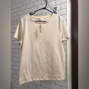 NWT Anthropologie Ivory Shimmer Tee Blouse Shirt ✨
